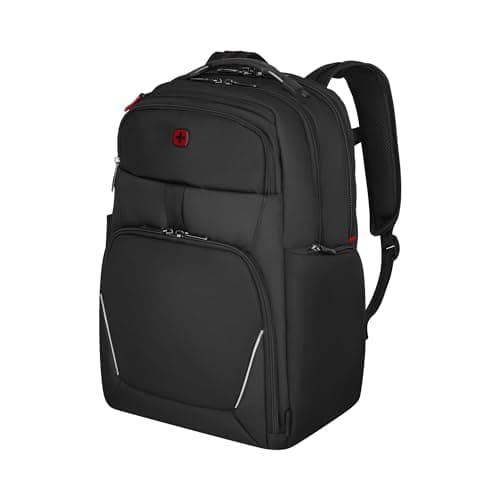 Image of Wenger Meteor 17‑Inch Laptop Backpack with Triple‑Protect Laptop Compartment, Tablet Pocket, SmartOrg Organizer, Airflow Back Padding, Recycled PET Fabric, Black