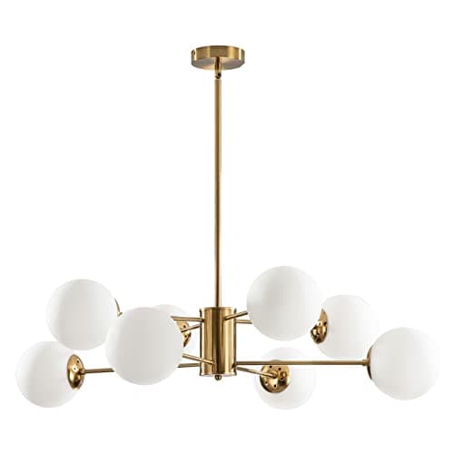 Image of KCO Lighting 8-Light Glass Sputnik Chandelier Modern Gold Pendant Light Fixture Vintage Globe Ball Flush Mount Kitchen Island