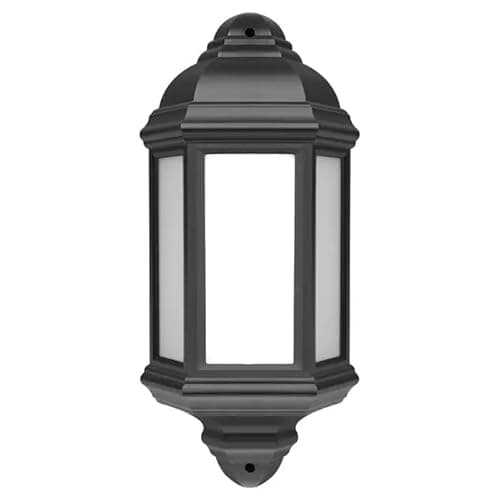 Image of Bright Source Outdoor 7w Integrated LED 3-Sided Half Wall Lantern, Traditional Style, IP44, 550lm, Black, 4000K Cool White