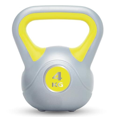 Image of Urban Fitness Unisex Urban Fitness Vinyl Kettlebell, yellow, One Size UK, 4.0 kg
