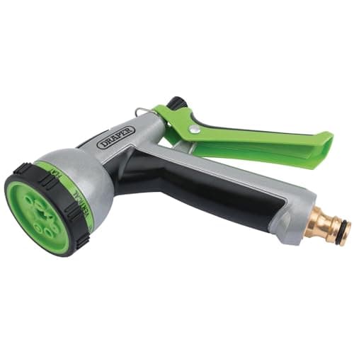 Image of Draper 8 Pattern Hose Pipe Spray Gun | 8 Mode Garden Hose Nozzle | Watering Tool Sprayer | Lockable Trigger | Universal Connector | 01068