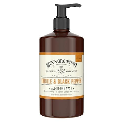 Image of Scottish Fine Soaps - Men's Thistle & Black Pepper All-in-One Wash - Hair & Body Wash - Purifying Milk Thistle Extract - Sensitive Formula - Vegan Friendly - 500ml
