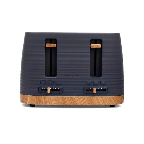 Image of Morphy Richards Clay 4 Slice Grey Toaster, Wide Slots, High Lift, Anti-Slip Rubber Feet, Removable Crumb Tray, Cancel, Reheat, Defrost, Integrated Cord Storage, Flint, 243101