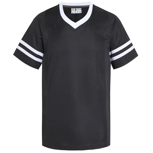 Image of Pullonsy American Football Jerseys for Men Unisex Replica Plain Workout Sport Game Shirts Casual Outwear, White Stripe-black Jersey, 3XL