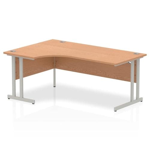 Image of Dynamic Office Solutions OPO Impulse Freestanding 1800mm Left Crescent Corner Desk Cantilever Leg | Sturdy Build Weather & Heat Resistant Melamine Finish Desk Oak Silver