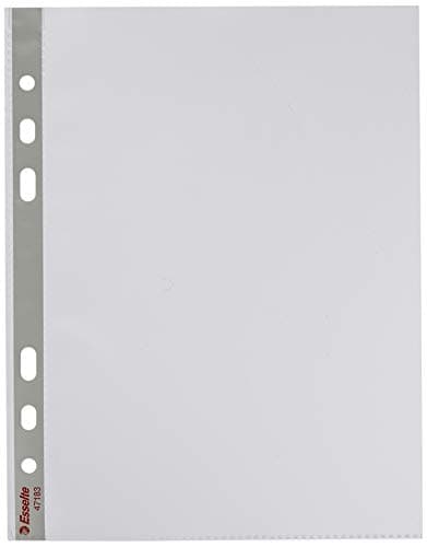 Image of Esselte Heavy Duty Punched Pocket, Pack of 25, Holds up to 20 A5 sheets, Transparent, Matte, 85 Micron PP Material, 47183
