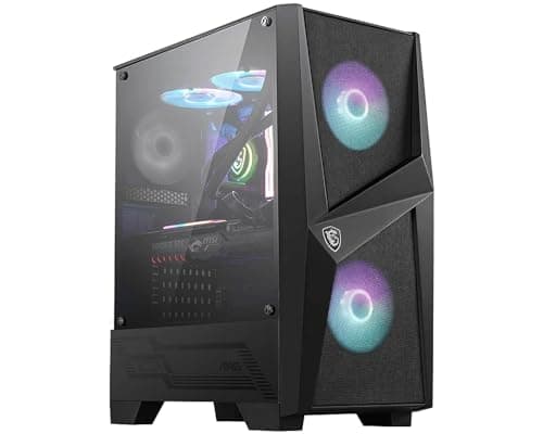 Image of MSI MAG FORGE 100R Mid Tower Gaming Computer Case (Black, 2x 120mm ARGB PWM Fan, 1x 120mm Fan, 1-6 ARGB Hub, Tempered Glass, MSI Center, ATX, mATX, mini-ITX)