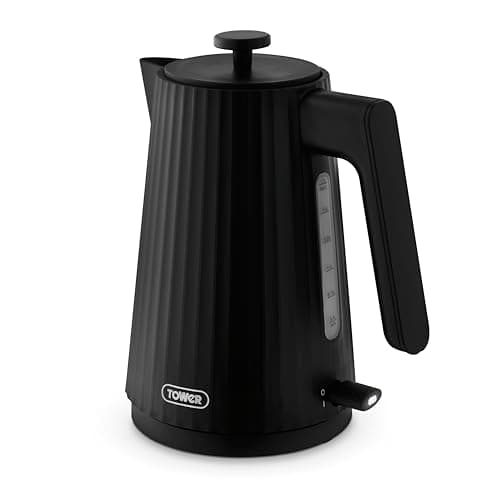 Image of Tower EcoForm 1.7L 3KW Kettle, Made from Recycled Plastic, Rapid Boil Technology, Removable Filter, 360° Swivel Base, Black, T10105BLK