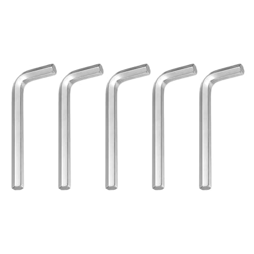 Image of sourcing map 5pcs Hex Key Wrench 7/16" 45# Carbon Steel L-Shape Hexagon SAE Wrenches Repairing Tool for Home DIY Bike Motorcycle Repair, Silver Tone