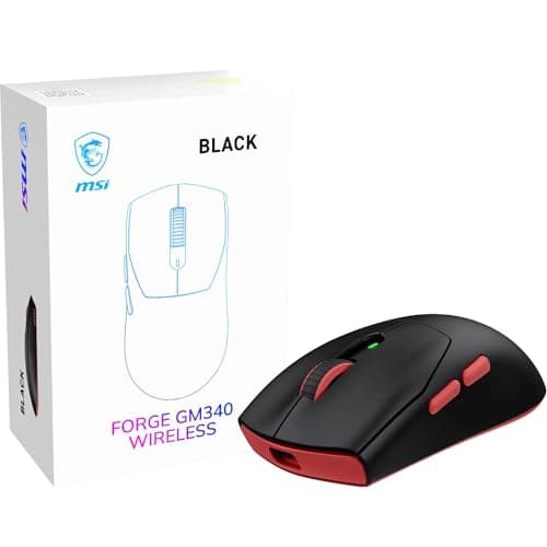 Image of MSI FORGE 340 WIRELESS BLACK Gaming Mouse - 12000 DPI Optical Sensor, 1000 Hz polling rate, Symmetrical, 50M+ Click Micro Switches, 6 Buttons, 82-Hour Battery, 1ms Latency, 57g - Wired/Wireless/BT