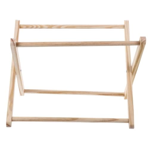 Image of VOSAREA Foldable Wooden Magazine Storage Rack with Adjustable Stable Standing Holder for Newspapers and Cookbooks, Minimalist Contemporary Design Desktop File Holder for Indoor Table