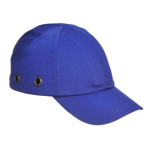 Image of Portwest PW59 Safety Bump Cap ABS EVA Impact Protection Long Peak Ventilated Adjustable Hook Loop Work Cap EN 812 CE UKCA Certified Lightweight Head Protection for Men, Royal Blue, One Size