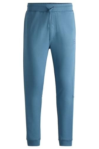 Image of BOSS Mens Sestart Cotton-Terry Tracksuit Bottoms with Logo Patch