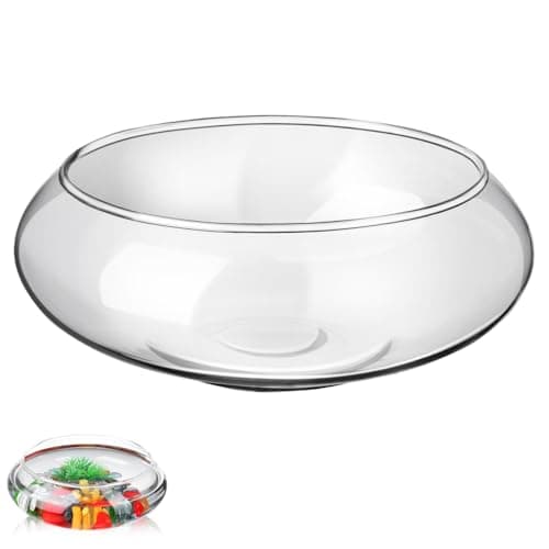 Image of Toddmomy Glass Succulents Pot Small Planter Bowl for Indoor Herb Plants and Air Plants Clear Round Glass Fish Bowl for Windowsill or Desktop Decoration Multi-Purpose Hydroponic Container