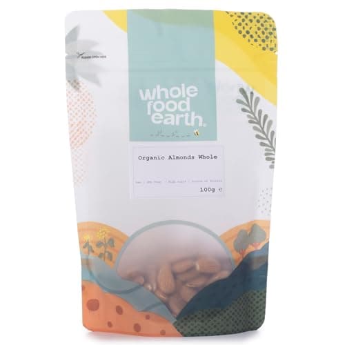 Image of Wholefood Earth Organic Almonds Whole – 100g | Raw | GMO Free | Vegan | High Fibre | Source of Protein | Certified Organic