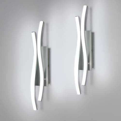 Image of Comely 2pcs LED Wall Light Indoor, 14W 1575LM Modern Wall Lights, Aluminum Lighting Wall Lamp for Living Room, Bedroom, Staircase, White Light 6500K, Silver, 41cm