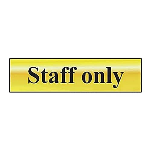 Image of Scan SCA6013 Self adhesive brass effect sign - Staff only - 200 x 50mm