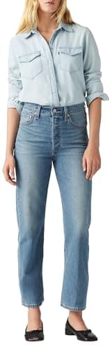 Image of Levi's Women's Ribcage Straight Ankle Jeans, Cool Invite, 29W x 29L