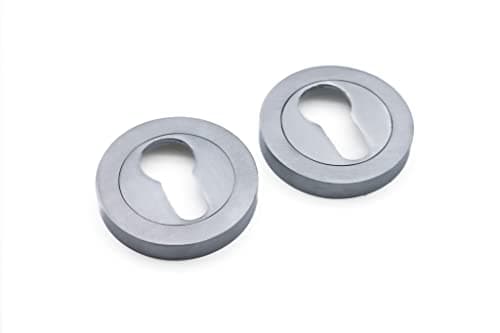 Image of Standard Euro Profile Cylinder Hole Cover Concealed Escutcheon Lock Cover for Security and Protection Available in Multiple Finishes (Satin Chrome)
