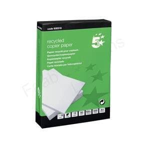 Image of 5 Star 930318 Copier Paper Recycled Ream-Wrapped 80gsm A4 White [5 x 500 Sheets]