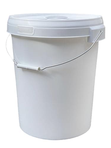 Image of 25L Plastic Bucket Pail + Handle & Lid - Heavy Duty ¦ Food Grade BPA Free ¦ Multi-use Fermentation Feed Dry Food Liquid Chemicals Hydroponics Storage Container WHITE