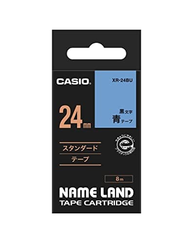 Image of CASIO EZ-Label Printer XR-24BU1 Label Tape Self-Adhesive 24 mm x 8.0 m Black on Blue