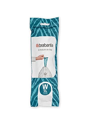 Image of Brabantia IdealFit Bin Liners (Size W/5 Litre) Ideal Quality Thick Plastic Trash Bags with Tie Tape Drawstring Handles (20 Bags), White