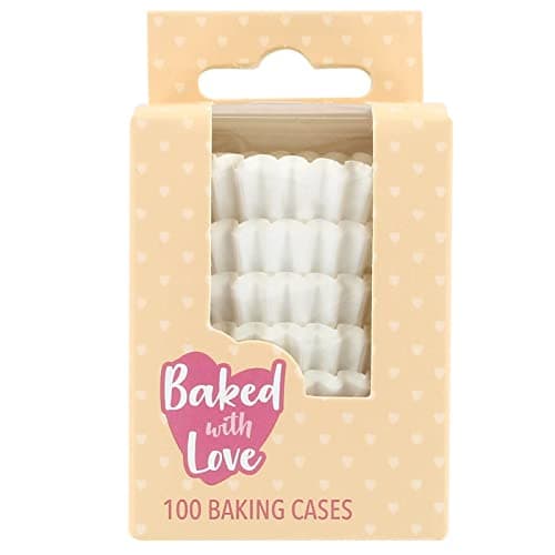 Image of Baked with Love White Mini Cupcake Cases, 30mm Baking Cups, Greaseproof Paper Cases for Mini Muffins, Fairy Cakes, and Cupcakes, Pack of 100, 650542