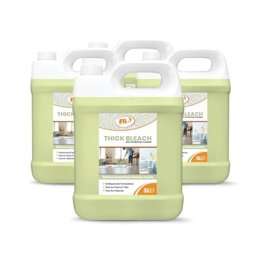 Image of Filo Thick Bleach 4x 5L - Industrial Strength Concentrated Formula for Toilets, Drains & Floors - Hospital Grade Multi-Surface Cleaner & Heavy Duty Sanitising Fluid