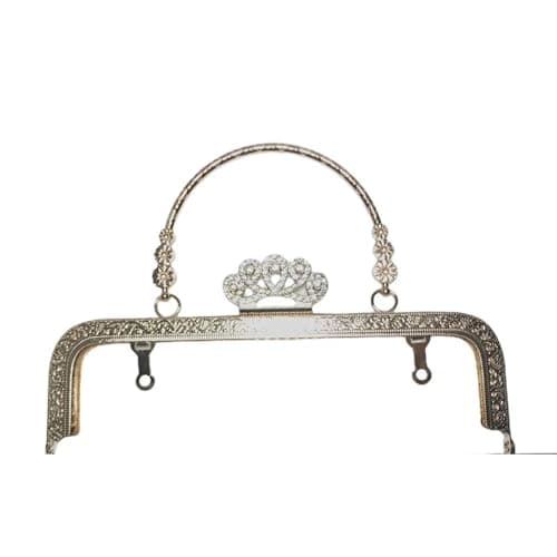 Image of Metal Purse Frame 20CM Retro Embossing Flower Golden Metal Kiss Bucket Purse Frame for Bags Handle Clasp Bag DIY Accessories(Gold)