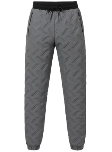 Image of LABEL APPAREL Mens Joggers Fleece Lined Water Repellent Winter Trousers with Zipped Pockets Thermal Sherpa Jogging Bottom with Elastic Waist Warm Tracksuit Bottoms Thick Sweatpants (Charcoal-Large)