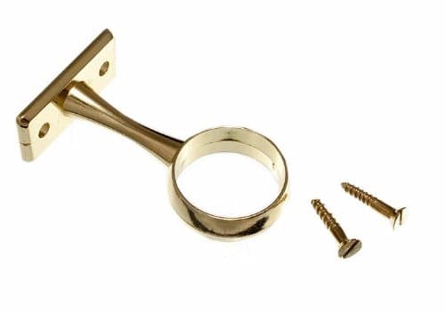 Image of 2 X 25mm Brass Plated Wardrobe Rod Rail Centre Support Bracket
