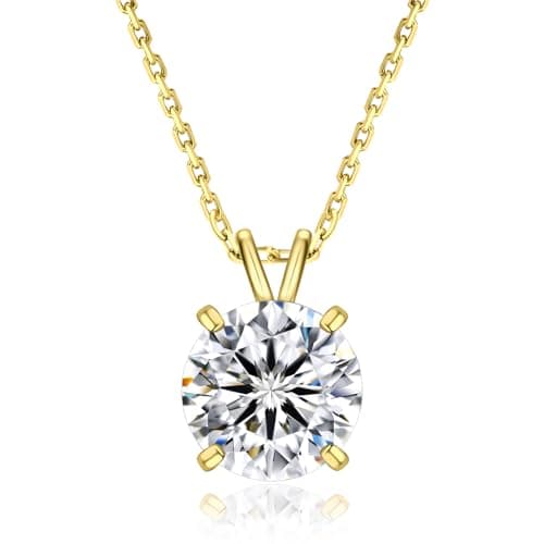 Image of KRKC Moissanite Necklace for Women, 0.5-3CT Lab-Grown Diamond Solitaire Pendant Necklace, White Gold S925 Silver Necklace Gift for Her Girlfriend Wife Mom (Square Prong-14k Gold, 9mm-3CT)