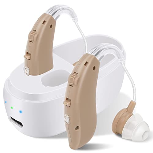 Image of Vhipu Hearing Amplifier, Rechargeable Digital Personal Sound Device Chip BTE (Behind The Ear) Sound Enhancer for Seniors Adults Hearing Loss with Noise Cancelling and Charging Case