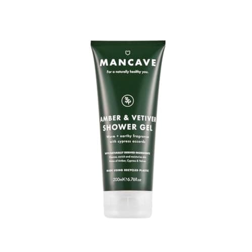 Image of ManCave Amber Vetiver Mens Shower Gel, 200 ml, Body Wash, Natural Ingredients, Vegan, Eco-Conscious and Cruelty-Free, Invigorating Shower Gel for Men with Rich Amber, Fresh Cypress, Body Wash for Men
