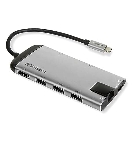Image of Verbatim USB-C Multiport Hub - USB 3.0, HDMI, 4K, Ethernet, SD/microSD, Quick-Charge Connector, for Laptop, MacBook, grey 49142