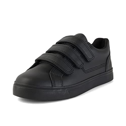 Image of Kickers Unisex Kids Tovni Triple Strap School Shoes | Smart Everyday School Look | Hook & Loop Fastening, Cushioned for All-Day Wear, Black, 6 UK Child