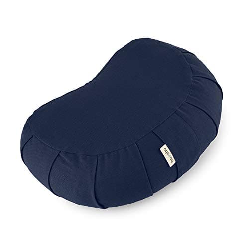 Image of basaho CRESCENT Zafu Meditation Cushion | Organic Cotton | Buckwheat Hulls | Removable Washable Cover (Midnight Blue)