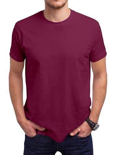 Image of Love My Fashions Men's Round Neck Short Sleeves Plain T-Shirt Burgundy