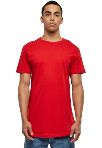 Image of Urban Classics Men's Shaped Long T-Shirt, Red (Fire Red), Large (Manufacturer Size: L)