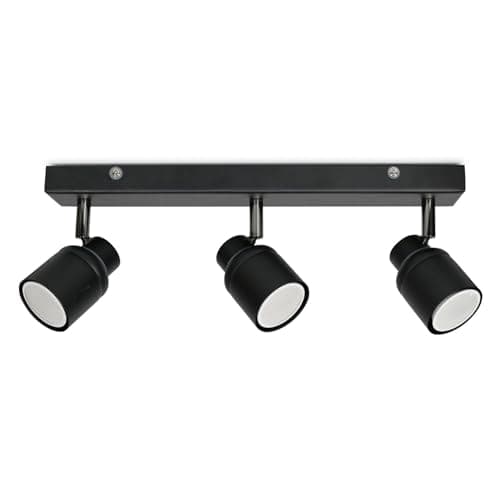 Image of ValueLights | Matt Black 3 Way Bar Ceiling Spotlight Adjustable GU10 Spotlight | Bath Ceiling Lights, Home Décor & Improvement Essential | Mains Wired