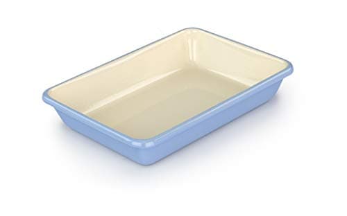 Image of Tala Originals Small Enamelled Roaster in Blue and Cream Colours, Measuring 21 cm x 28.5 cm x 5 cm