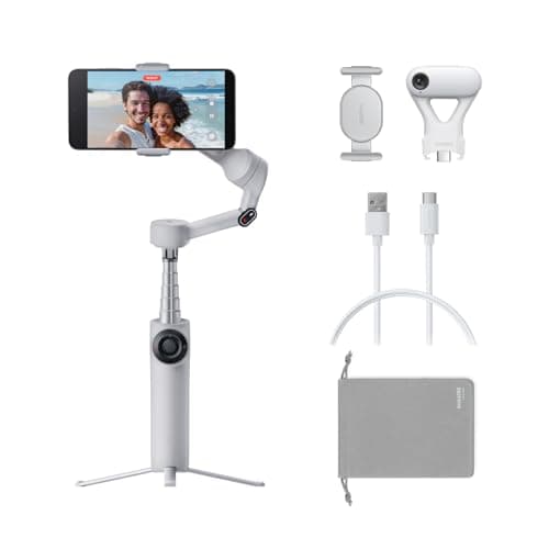 Image of Insta360 Flow 2 Plus AI Tracker Bundle Grey - Foldable Phone Gimbal, AI Tracking with Any App, Multi-Person Tracking, Built-in Tripod/Selfie Stick, Remote Control, iPhone/Android Stabilizer, Travel