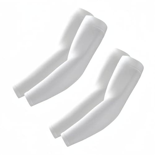 Image of ROXUN 2 Pairs Arm Sleeves Gaming UV Sun Protection Compression Volleyball Sleeve for Men/Women 2 White