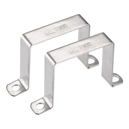 Image of TA-VIGOR 2Pcs U Shaped Connector Bracket, 70mm x 70mm Stainless Steel Bracket Stainless Steel Pipe Clamp, Heavy Duty Conduit Clamps for Door Closed Bar Holder Strut, Pipe Tube Wire Fixing