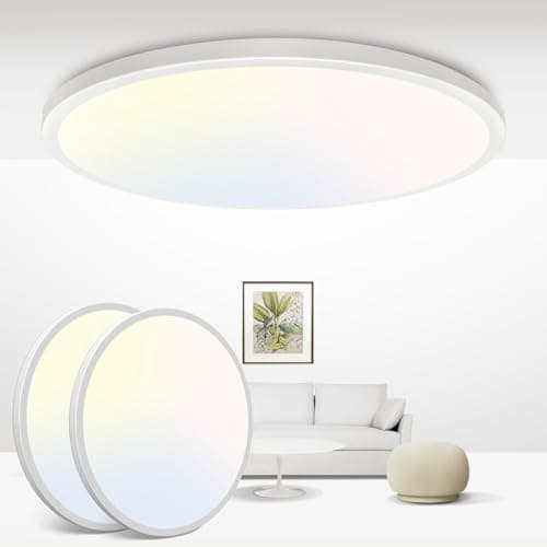 Image of zemty 2 Pack 29W 3200LM LED Ceiling Light, 30cm Bathroom Lights Ceiling 3000K/4500K/6000K, 3 Color Temperature Round Ultra Thin for Bedroom, Bathroom, Living Room, Kitchen