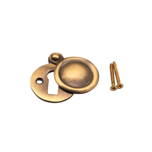 Image of Victorian Style Closed Key Hole Swing Door Lock Cover Escutcheon Lock Security Key Hole Cover with Screws in Various Finishes (Antique)