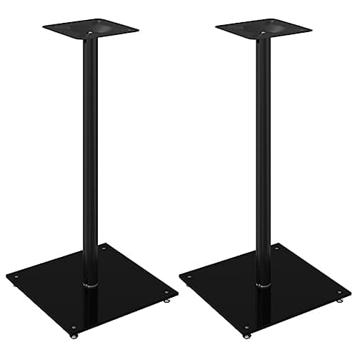 Image of Speaker Stands Floor Stand 2 pcs Black Tempered Glass 1 Pillar Design vidaXL