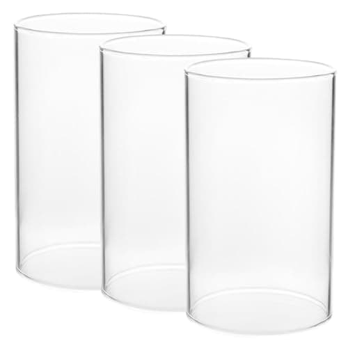 Image of CLISPEED Decorative Candle Glass Shades Set of 3 Open Ended Covers for Desktop Candle Holders and Family Celebrations