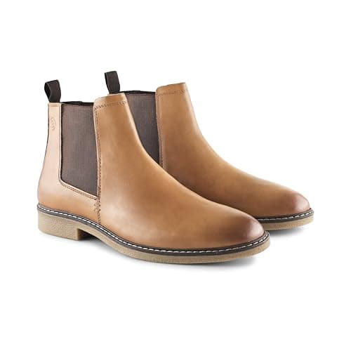 Image of Silver Street London Pimlico Premium Leather Mens Boots Lightweight Durable Smart Casual Chelsea Boots for Men. Tan, UK 11